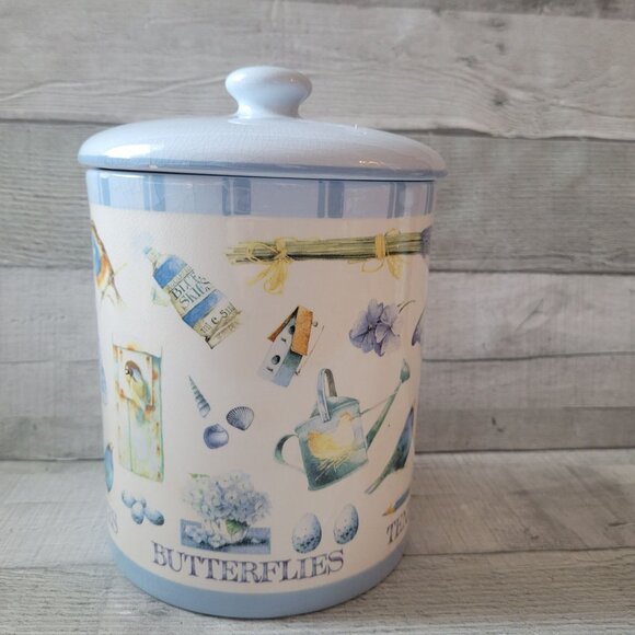 Butterfly Floral Ceramic Storage Jar Canister Lidded Nature Marjolein Bostin - Picture 5 of 10